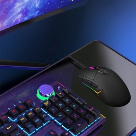 High-end black ergonomic wired mouse