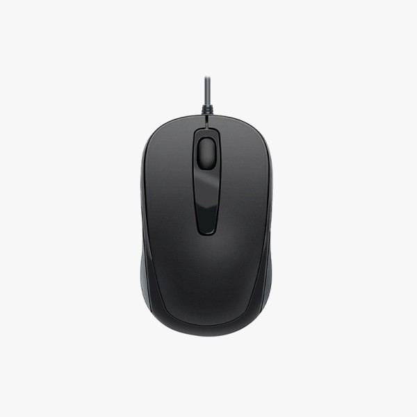 High-quality compact black wired mouse