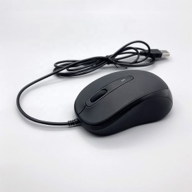 High-quality compact black wired mouse