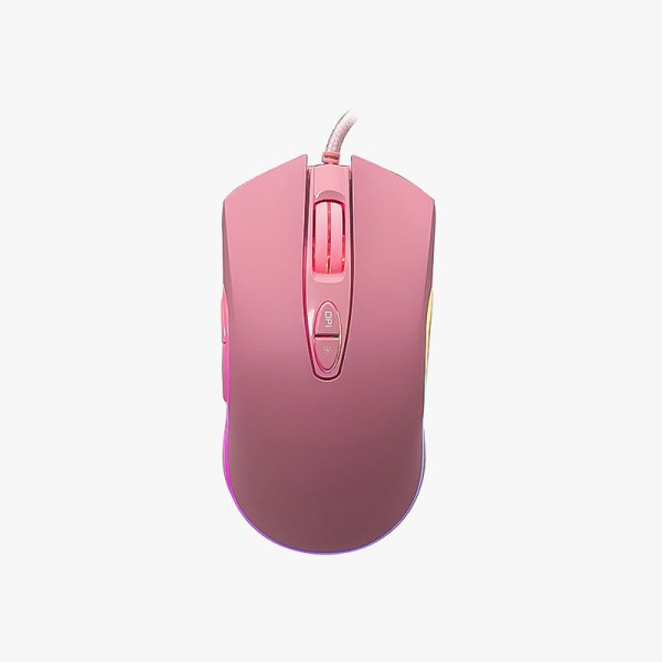 Pink comfortable design wired mouse
