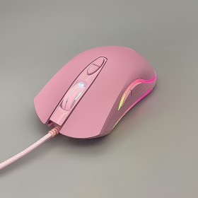 Pink comfortable design wired mouse