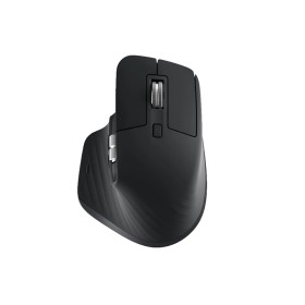 Black wireless computer mouse with two scroll wheels