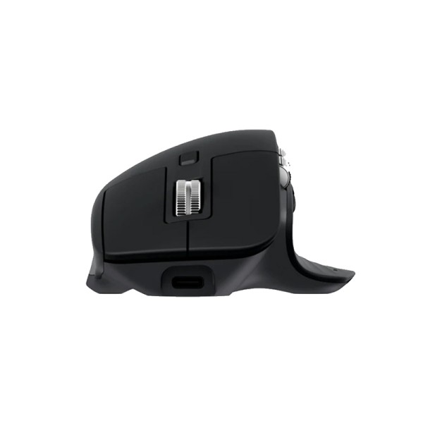 Black wireless computer mouse with two scroll wheels