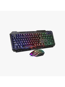 Mechanical-style wireless keyboard and mouse set