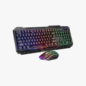 Mechanical-style wireless keyboard and mouse set