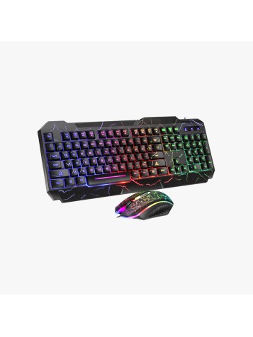 Mechanical-style wireless keyboard and mouse set