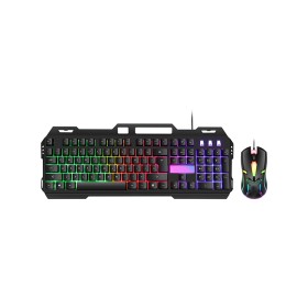 Mechanical-style wireless keyboard and mouse set