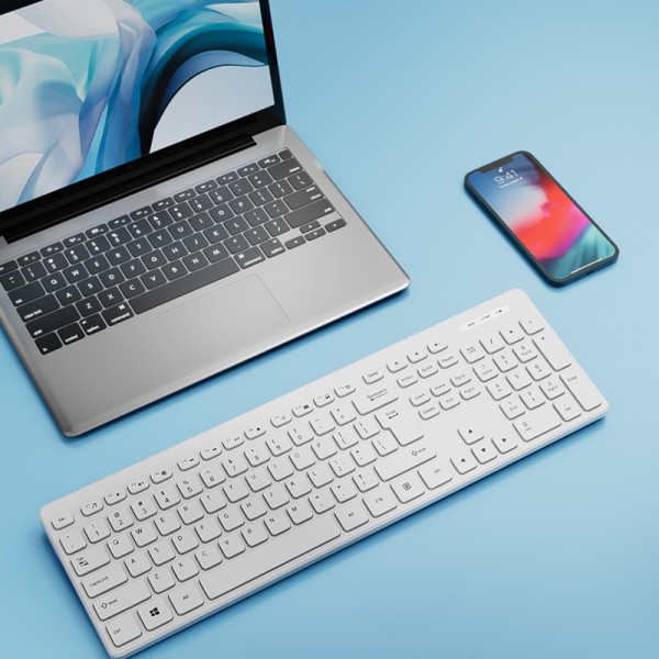 White anti-ghosting wireless keyboard and mouse set