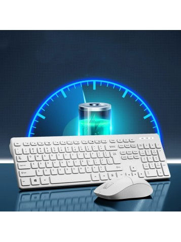 White anti-ghosting wireless keyboard and mouse set