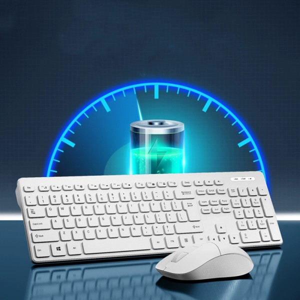 White anti-ghosting wireless keyboard and mouse set