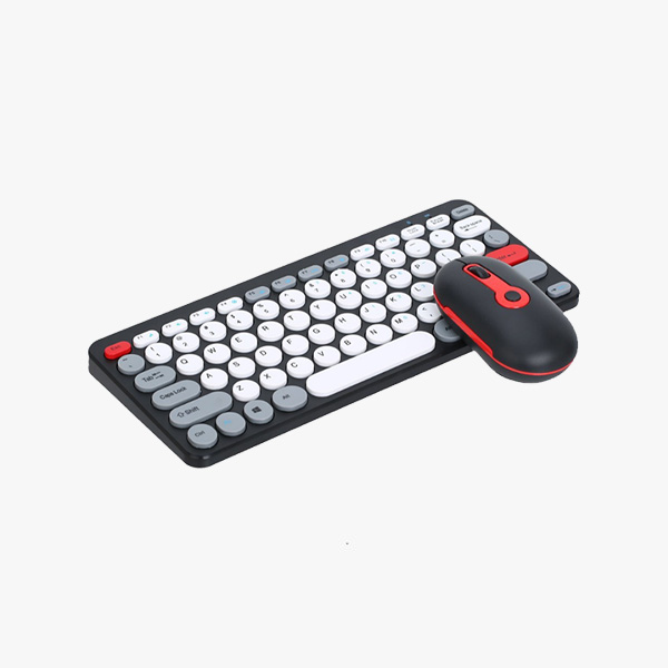 Silent Wireless Keyboard & Mouse Set with Round Keys and Macaron Colors