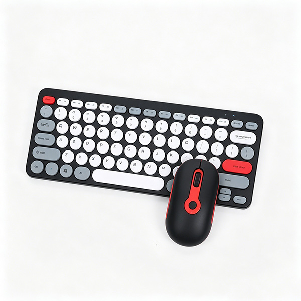 Silent Wireless Keyboard & Mouse Set with Round Keys and Macaron Colors