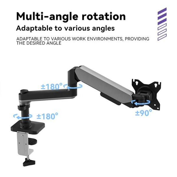 Ergonomic multi-angle rotating monitor stand arm