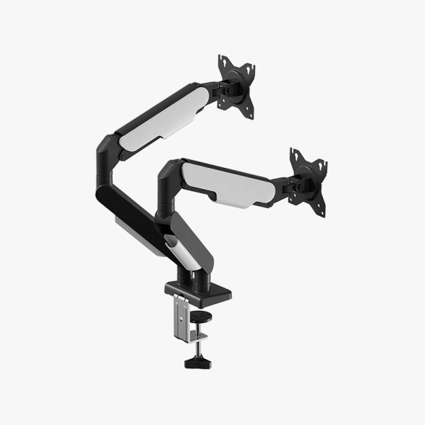 Height-adjustable dual monitor mounting arm