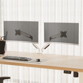 Height-adjustable dual monitor mounting arm