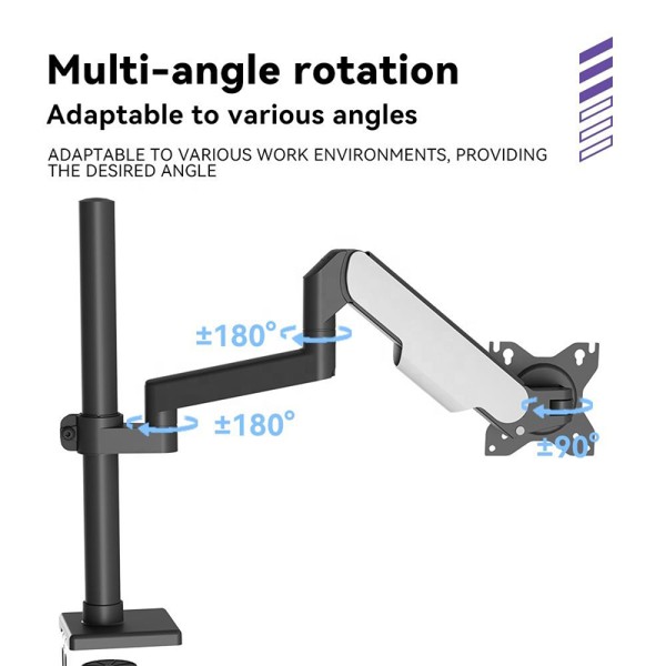Black adjustable monitor stand arm Black adjustable monitor stand arm