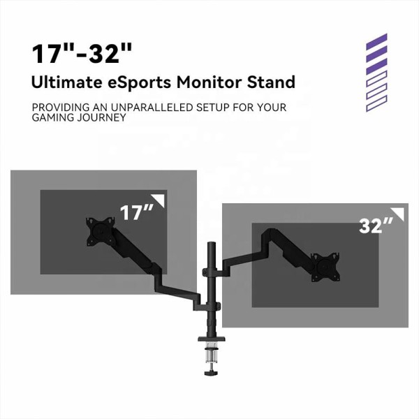 Black gas spring dual monitor mount arm Black gas spring dual monitor mount arm