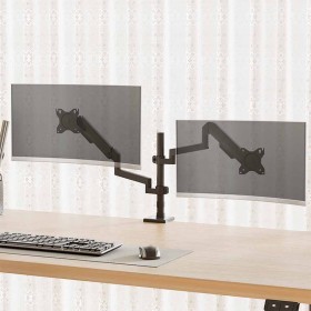 Black gas spring dual monitor mount arm