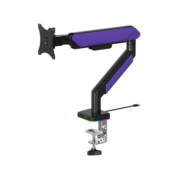 Heavy-duty aluminum gas spring single monitor mount arm