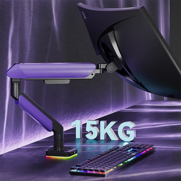 Heavy-duty aluminum gas spring single monitor mount arm