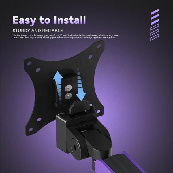 Heavy-duty aluminum gas spring single monitor mount arm