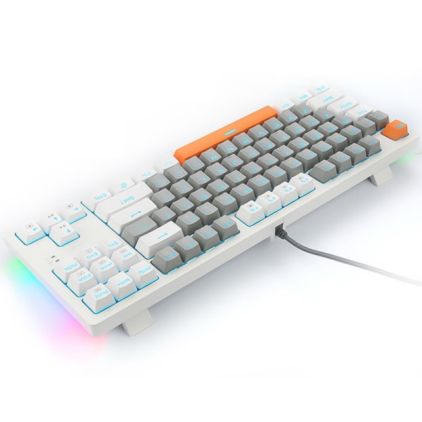 White LED backlit 87-key wired mechanical keyboard