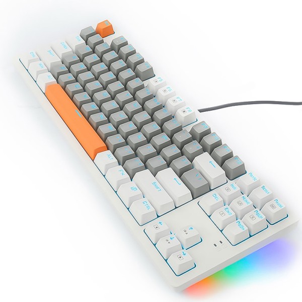 White LED backlit 87-key wired mechanical keyboard