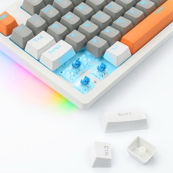 White LED backlit 87-key wired mechanical keyboard