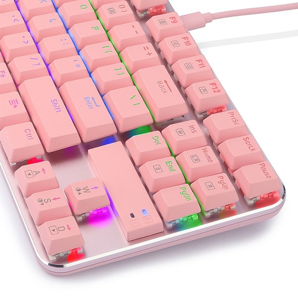 Pink ultra-thin wired mechanical keyboard