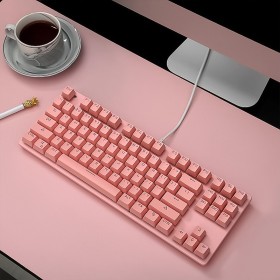Pink 87-key wired mechanical keyboard