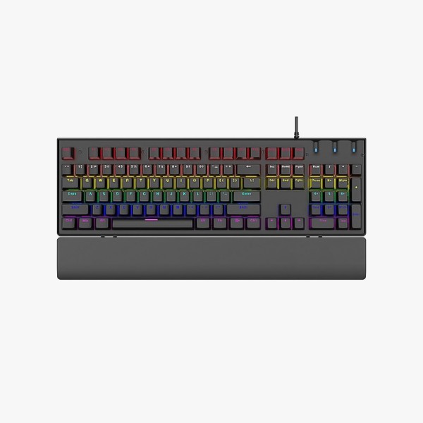 Ergonomic wired mechanical keyboard with palm rest
