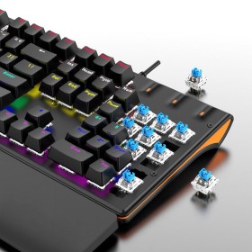 Ergonomic wired mechanical keyboard with palm rest